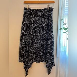 DKNY Black and White Polka Dot A-Line Skirt